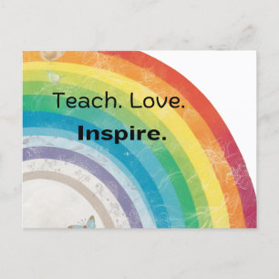 Cartão Postal Ensino Whimsic Amor Inspira Professor Arco-Íris