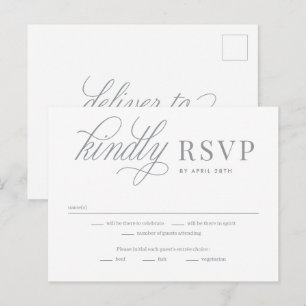 Cartão Postal Então, com amor, a placa de resposta RSVP de COR E