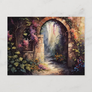 Cartão Postal Entrada de Arco do Jardim de Flores Selvagens com 