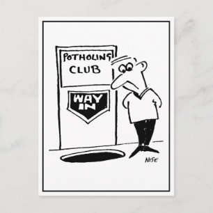 Cartão Postal Entrada do Clube de Potholing no Chão. Engraçado