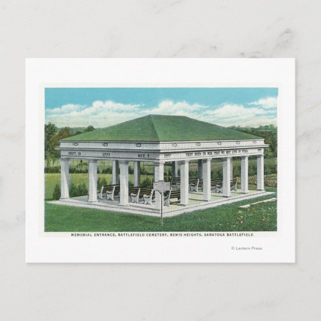 Cartão Postal Entrada Memorial na Vista do Cemitério de Battlefi (Frente)