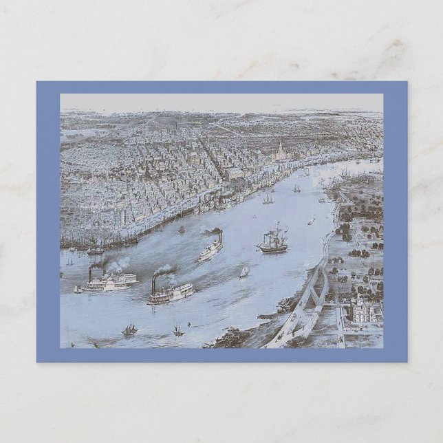 Cartão Postal Entrando em Nova Orleans, Guerra Civil (Frente)