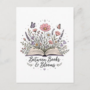 Cartão Postal Entre livros e flores amante de livros leitor