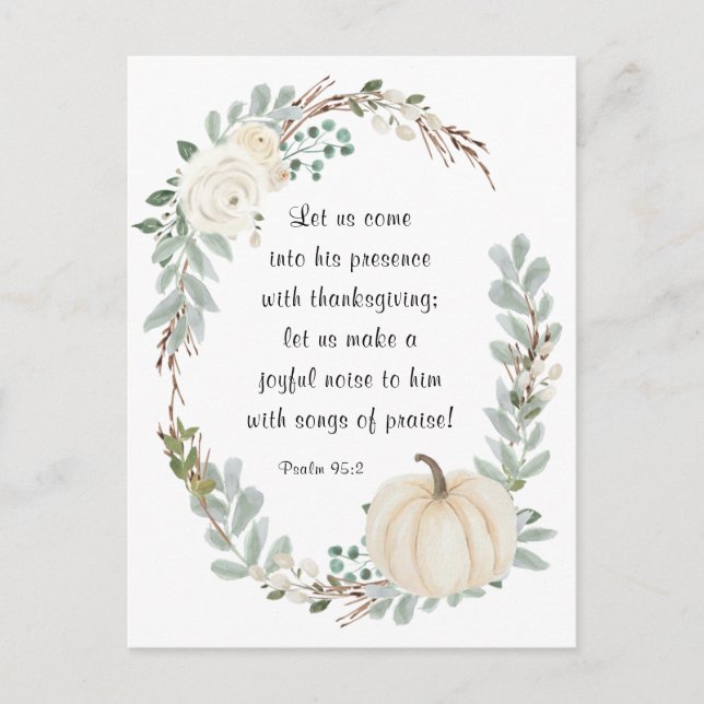 Cartão Postal Entre na sua presença com a Bíblia de Ação de Graç (Frente)