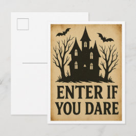 Cartão Postal Entre se Você Ousar Vintage Halloween