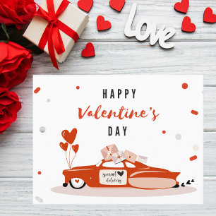 Cartão Postal Entrega especial de dia de os namorados com carro