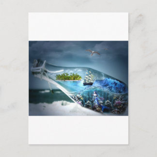 Cartão Postal Entregar numa garrafa