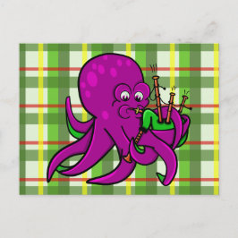 Cartão Postal Entrepolvo Engraçado Ilustração Cartoon Bagpipe