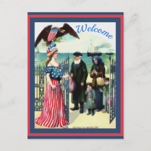 Cartão Postal Entrevista com Lady Liberty Imigrantes alterados