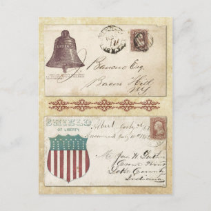 Cartão Postal Envelopes da Guerra Civil Postados com a Liberty B