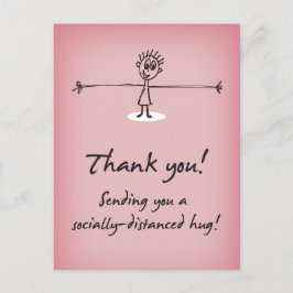 Cartão Postal Enviando Abraço Distanciado Socialmente Obrigado