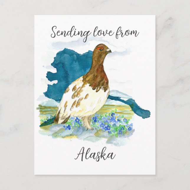Cartão Postal Enviando Amor Do Alaska Willow Ptarmigan Bird (Frente)