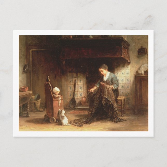 Cartão Postal Enviando as redes (óleo no painel) (Frente)