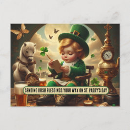 Cartão Postal Enviando Bênçãos Irlandeses para a Rua.
