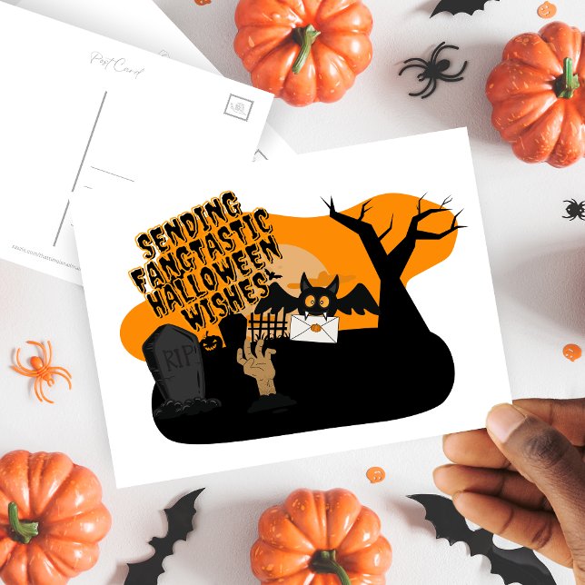 Cartão Postal Enviando Desejos Fangtásticos do Halloween (Criador carregado)