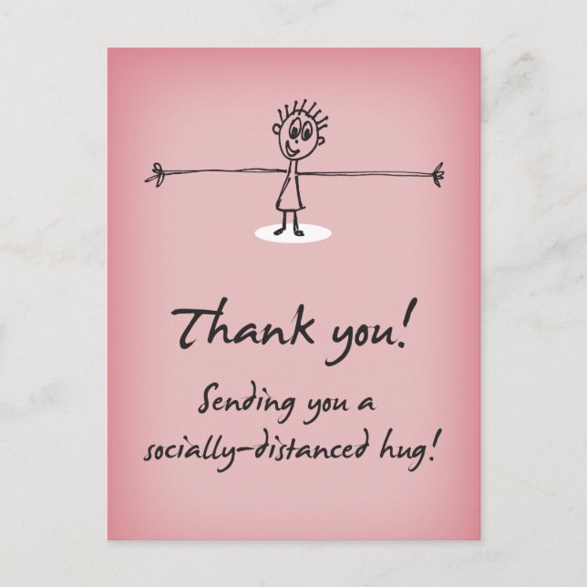 Cartão Postal Enviando Hug Com Distância Social Obrigado (Frente)