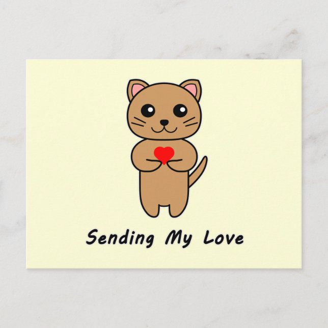 Cartão Postal Enviando meu amor - Fundo amarelo (Frente)