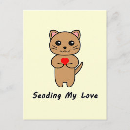 Cartão Postal Enviando meu amor - Fundo amarelo (vertical)