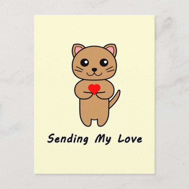 Cartão Postal Enviando meu amor - Fundo amarelo (vertical) (Frente)