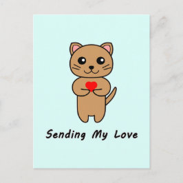 Cartão Postal Enviando Meu Amor - Fundo Azul (Vertical)