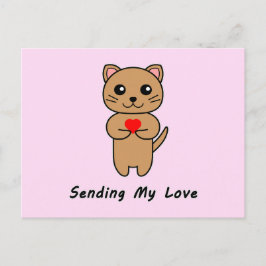 Cartão Postal Enviando Meu Amor - Fundo Rosa