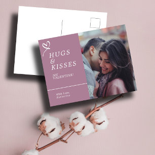 Cartão Postal Enviar Hugs e Kisses com Namorados de Fotografia P