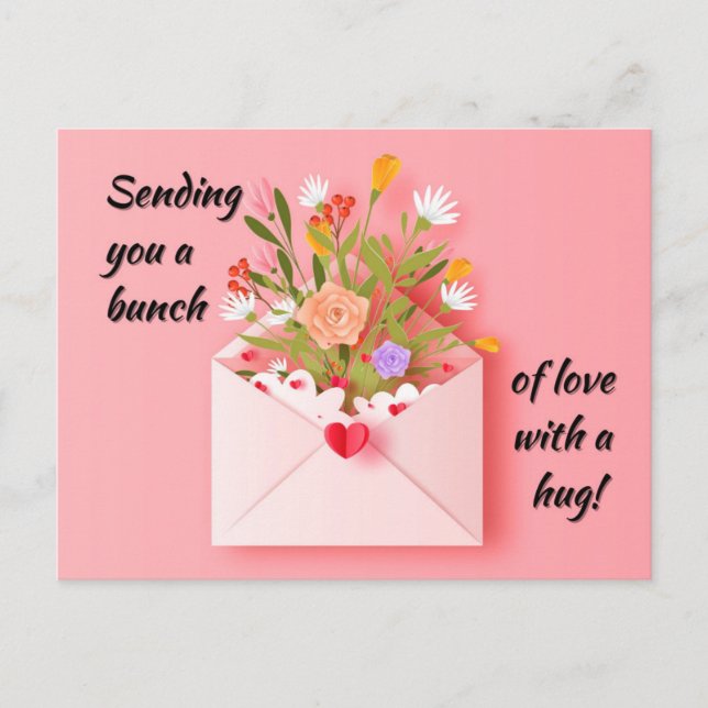 Cartão Postal Envie um pouco de amor e um abraço! (Frente)