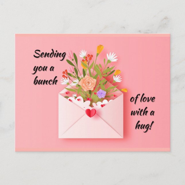 Cartão Postal Envie um pouco de amor e um abraço! (Frente)