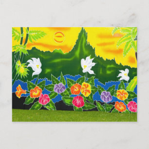 Cartão Postal Envoltórios coloridos pintados à mão. Moorea, Fran