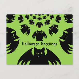 Cartão Postal enxame de morcego Halloween, bobo engraçado