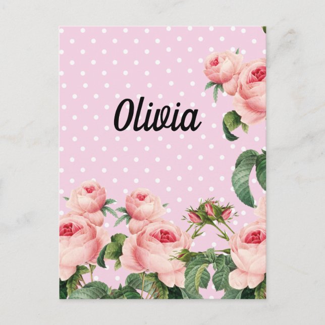 Cartão Postal Ephemera floral bouquet vibrant color (Frente)