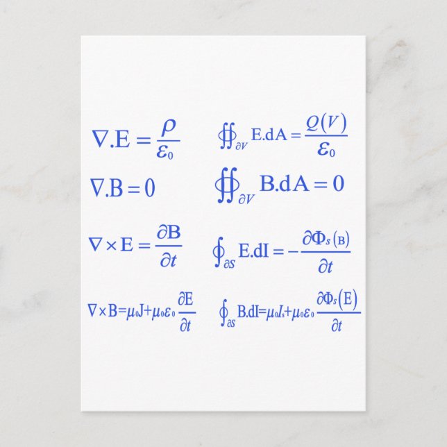 Cartão Postal equação de física maxwell (Frente)