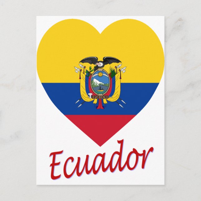 Cartão Postal Equador Flag Heart (Frente)