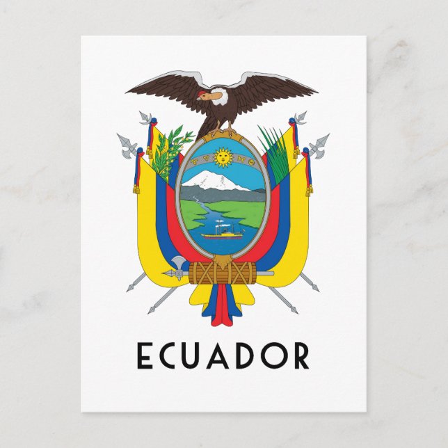 Cartão Postal Equador - símbolo/casaco de armas/bandeira/cores/e (Frente)