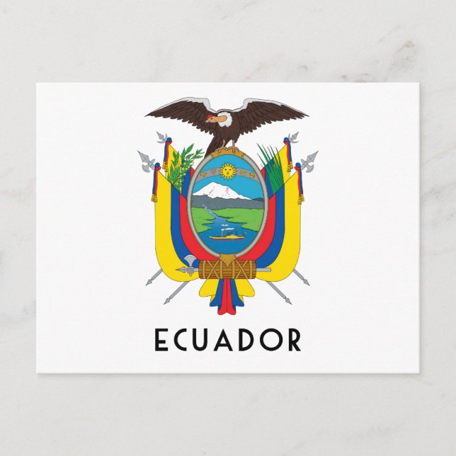 Cartão Postal Equador - símbolo/casaco de armas/bandeira/cores/e (Frente)