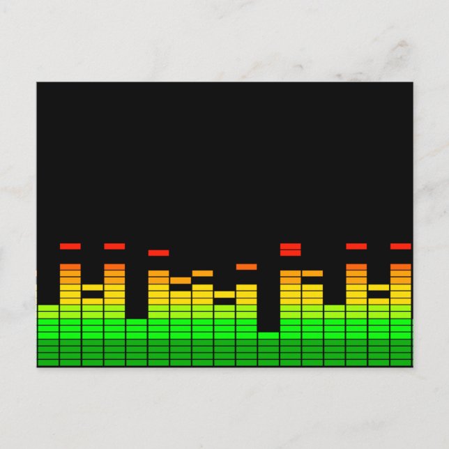 Cartão Postal Equalizador Vibes do Beat of DJ Music Black (Frente)