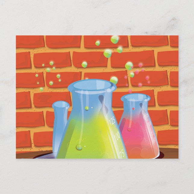 Cartão Postal Equipamento de vidro de desenho animado em uma ban (Frente)