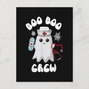 Cartão Postal Equipe Boo Boo Enfermeira Fofa Fantasma Divertido 