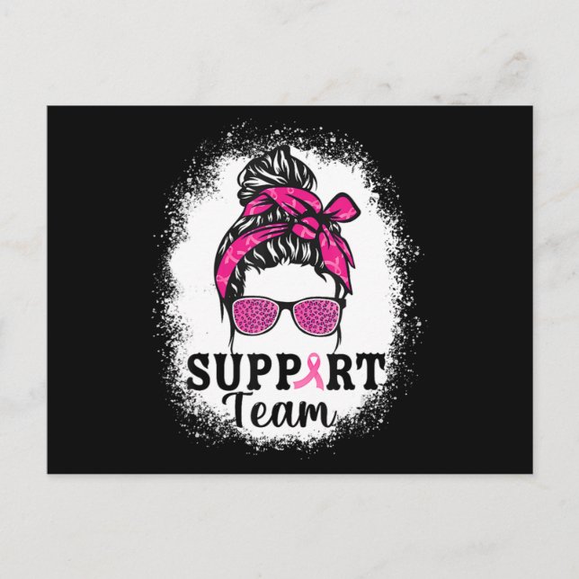 Cartão Postal Equipe de Apoio ao Cabelo Messy Bun Conscientizaçã (Frente)