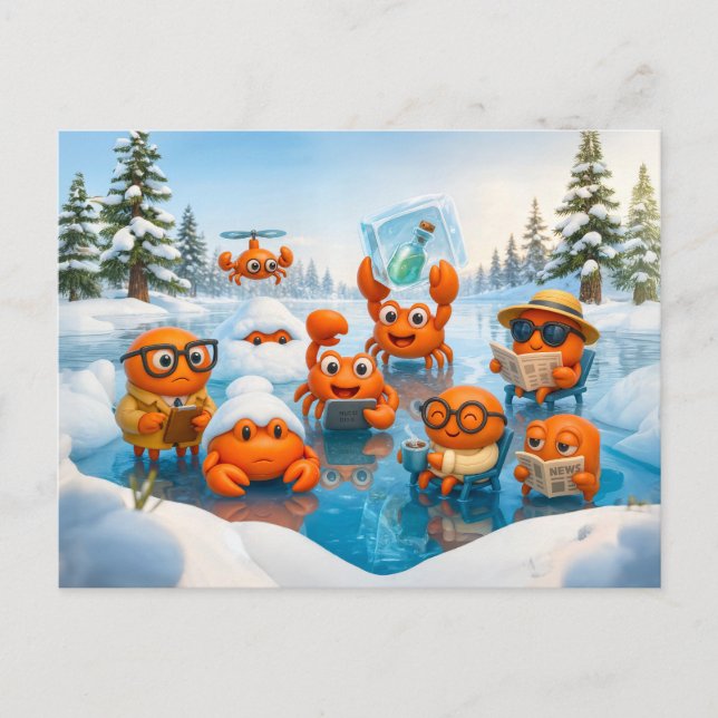 Cartão Postal Equipe de Espiões Caranguejos na Missão de Inverno (Frente)