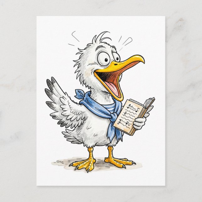Cartão Postal Equipe de Marinheiro Pássaro de Quadrinhos (Frente)