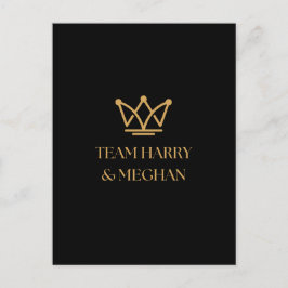CARTÃO POSTAL EQUIPE HARRY & MEGHAN COM CROWN DOURADO