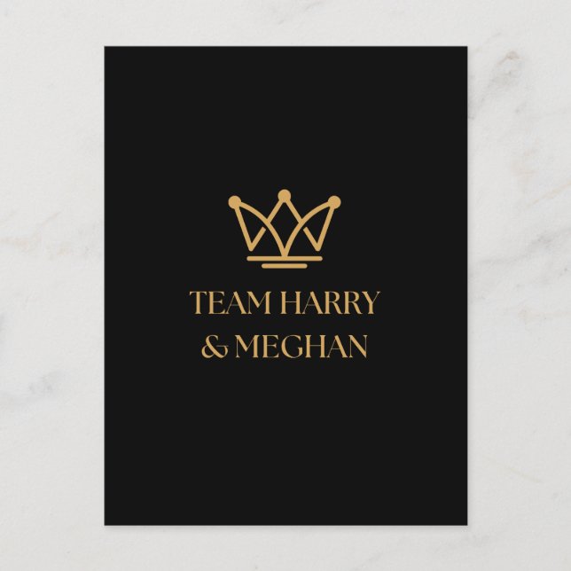 CARTÃO POSTAL EQUIPE HARRY & MEGHAN COM CROWN DOURADO (Frente)