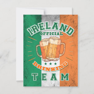 Cartão Postal Equipe Oficial do Bebendo da Irlanda. Cerveja engr
