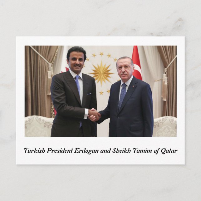 Cartão Postal Erdogan e Sheikh Tamim em Doha. (Frente)