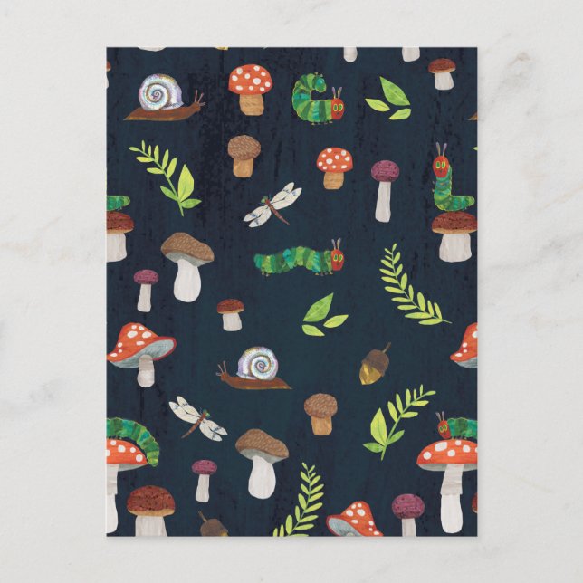 Cartão Postal Eric Carle | Padrão de insetos e Cogumelos (Frente)