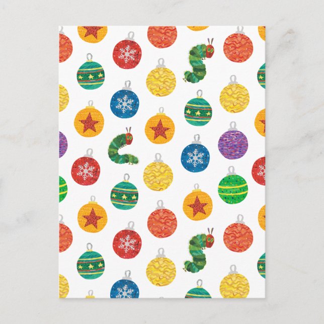 Cartão Postal Eric Carle | Padrão de Natal da lagarta (Frente)