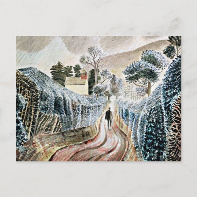 Cartão Postal Eric Ravilious art, tarde úmida (Frente)