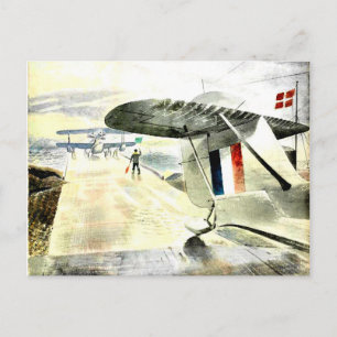 Cartão Postal Eric Ravilious art, Walrus Aircraft em Slipway