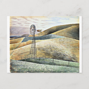 Cartão Postal Eric Ravilious, pintura, Windmill,